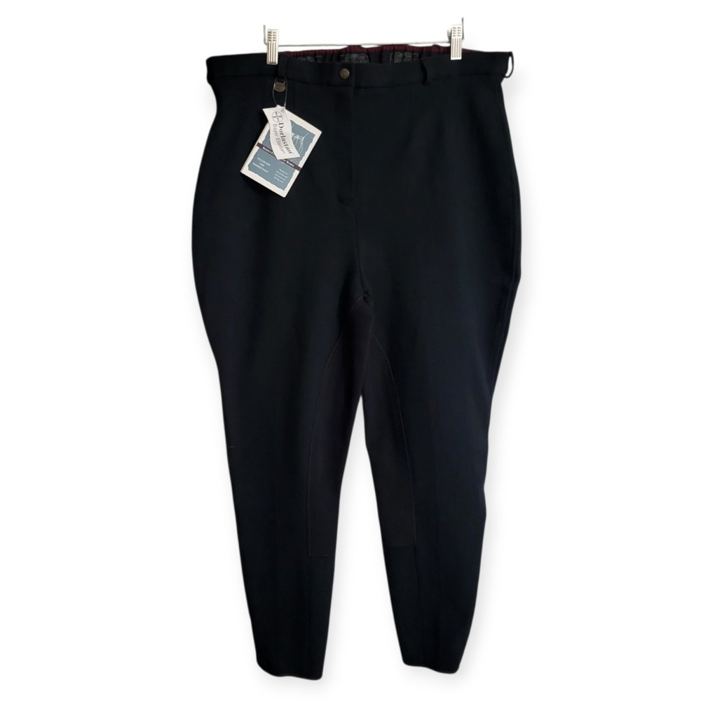 On Course Cotton Naturals Black Equestrian Riding Breeches 38L NWT Shapely Curvy